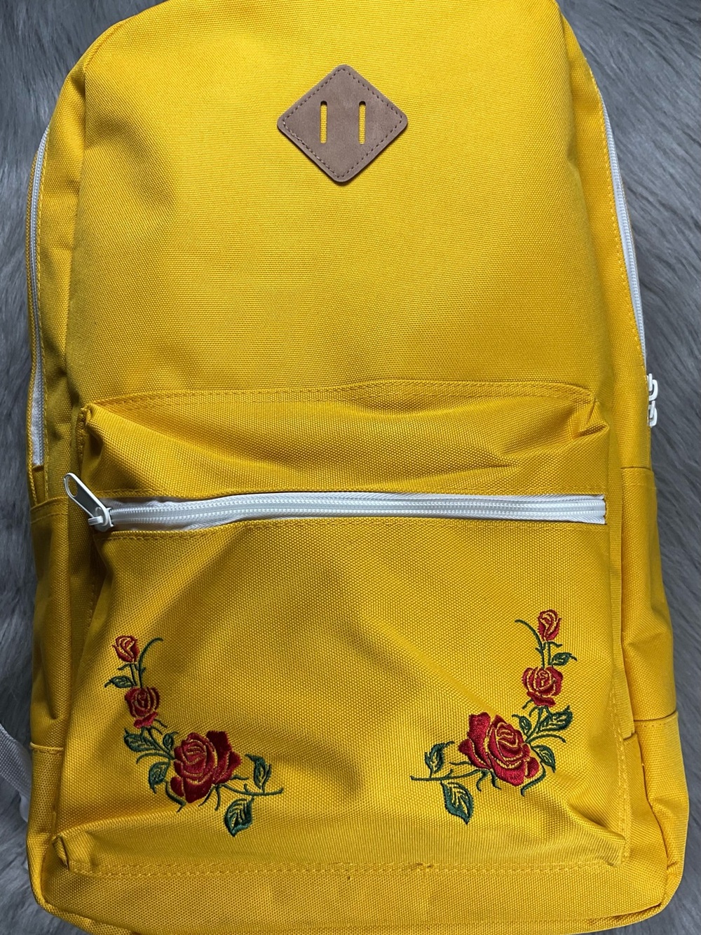 Empyre Yellow Backpack with Red Rose Embroidery